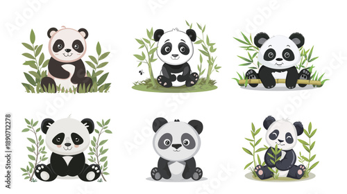 A cute panda character illustration isolated on white background