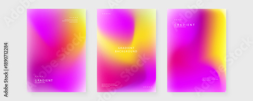 Collection of bright pink and yellow fluid gradient backgrounds featuring soft blurred transitions for creative designs