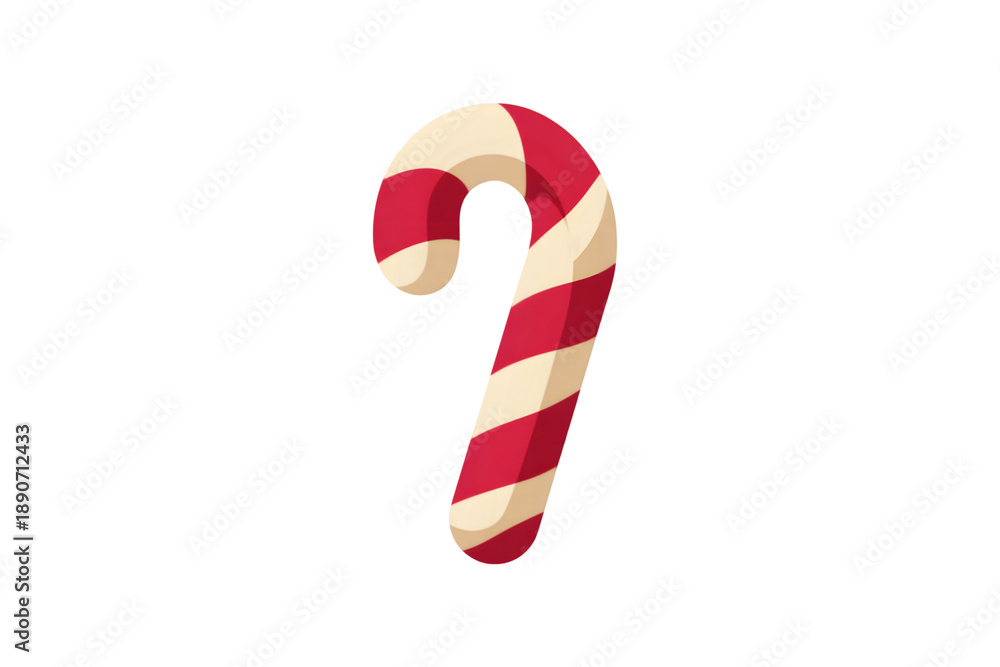 Obraz premium Isolated Candy Cane with Red and White Stripes on Transparent Background