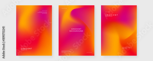 Collection of three fiery orange and pink abstract gradient posters with minimalist layout for music and party events