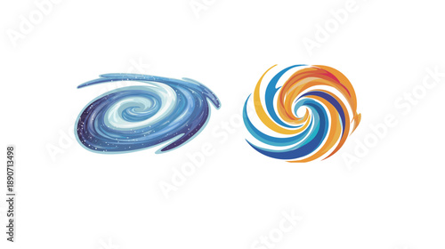 Cosmic swirl vector icon illustration with clean shapes