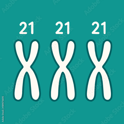 Creative flat illustration of three chromosomes 21