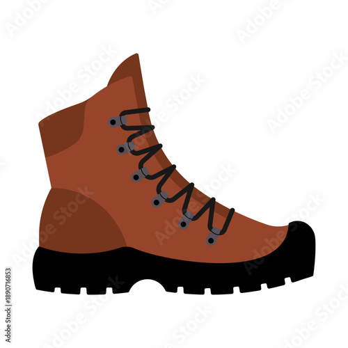 Hiking boot outdoor footwear, trekking shoe for travel and adventure. Simplicity vector illustration, isolated.
