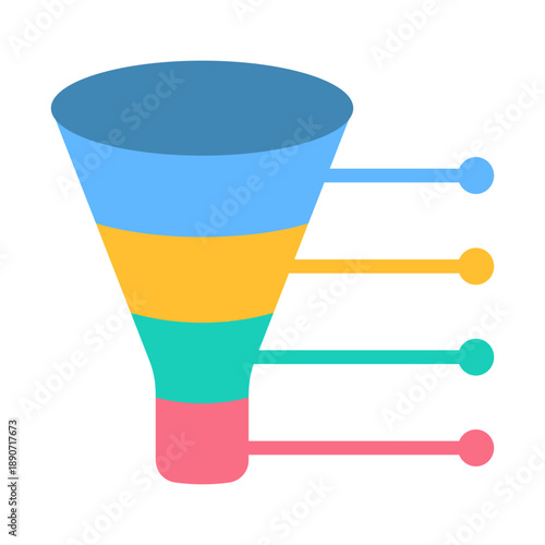 Sales Funnel Icon - Flat Color