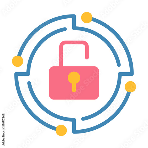 Data Encryption Icon - Flat Color