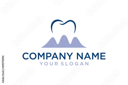 Modern Dental Clinic Logo with Abstract Tooth and Stylized Mountains