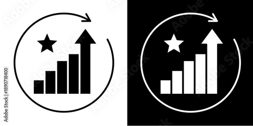 Growth Reinvention Icon Set White Glyph Style Collection