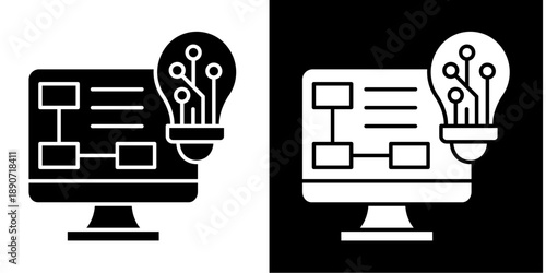 Modernization Plan Icon Set White Glyph Style Collection