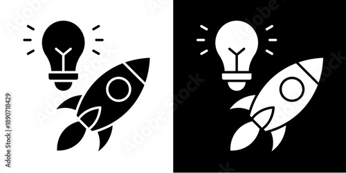 Innovation Sprint Icon Set White Glyph Style Collection