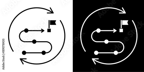 Reinvention Roadmap Icon Set White Glyph Style Collection