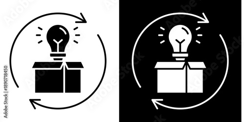 Product Reinvention Icon Set White Glyph Style Collection