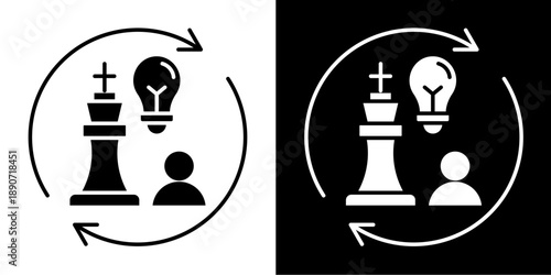 Strategic Renewal Icon Set White Glyph Style Collection