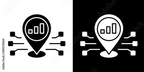 Future Market Position Icon Set White Glyph Style Collection