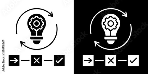 Innovation Pipeline Icon Set White Glyph Style Collection