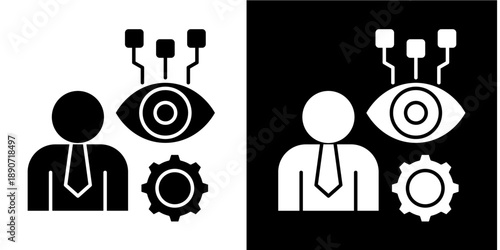 Visionary Leadership Icon Set White Glyph Style Collection