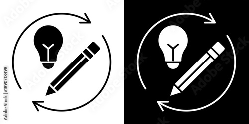 Creative Reinvention Icon Set White Glyph Style Collection