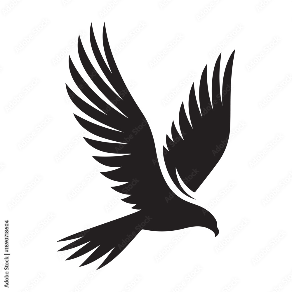 Obraz premium Hawk diving vector silhouette line art logo design concept illustration 