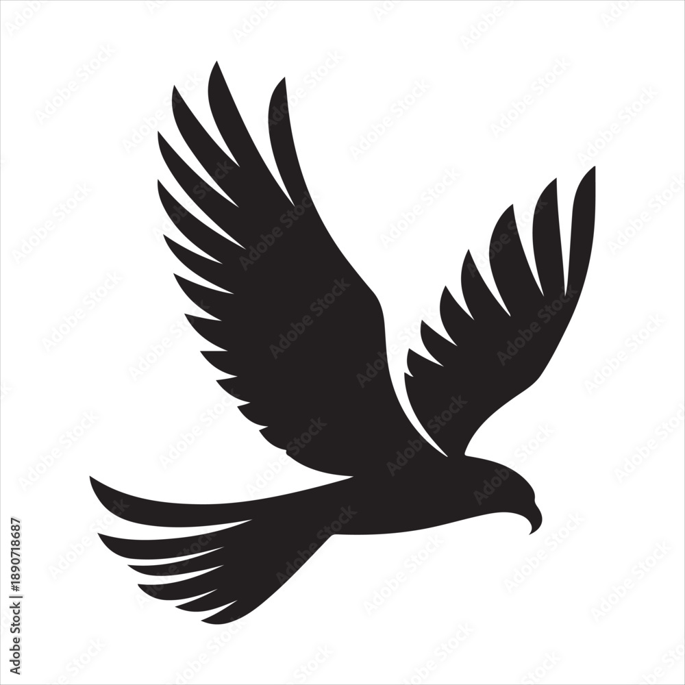 Obraz premium Hawk diving vector silhouette line art logo design concept illustration 