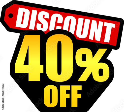 40％オフのセールを表すディスカウントラベル　40 Percent Off Discount Label – Special Offer Sale Tag
