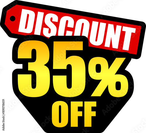 35％オフのセールを表すディスカウントラベル　35 Percent Off Discount Label – Special Offer Sale Tag
