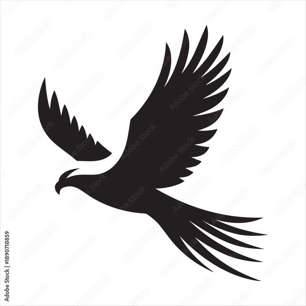 Obraz premium Hawk diving vector silhouette line art logo design concept illustration 