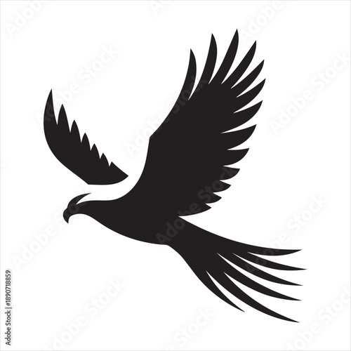 Hawk diving vector silhouette line art logo design concept illustration 