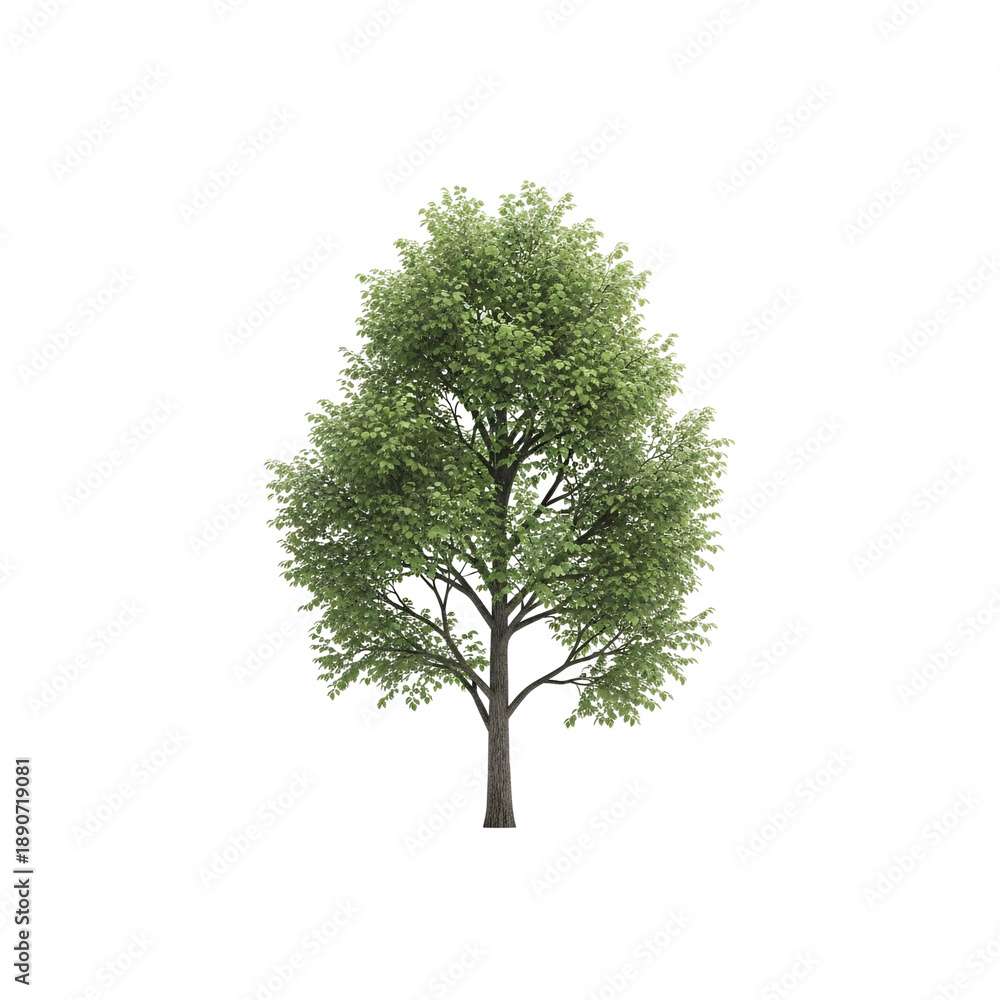 Fototapeta premium Lone Green Tree Standing Tall in Isolation.
