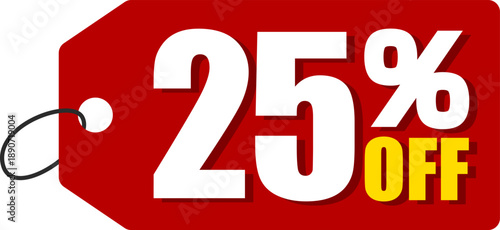 25％オフのセールを表すディスカウントラベル　25 Percent Off Discount Label – Special Offer Sale Tag
