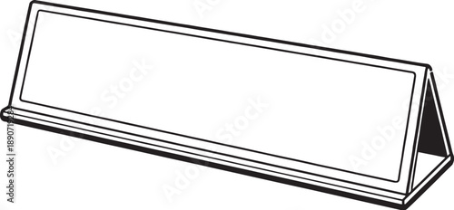 Teacher Desk Name Plate Black White Line Art