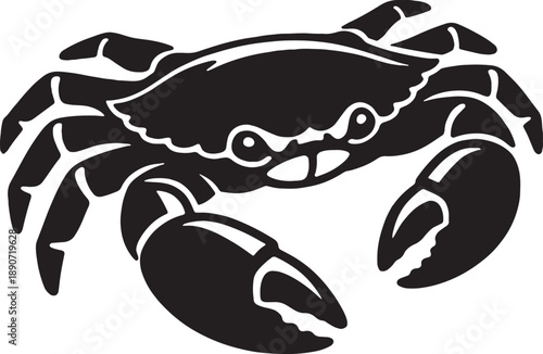 Black and White Crab 3D Lite Line Art Isolated on White Background