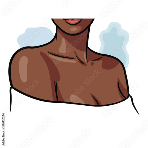 A brown-skinned person's upper body and neck