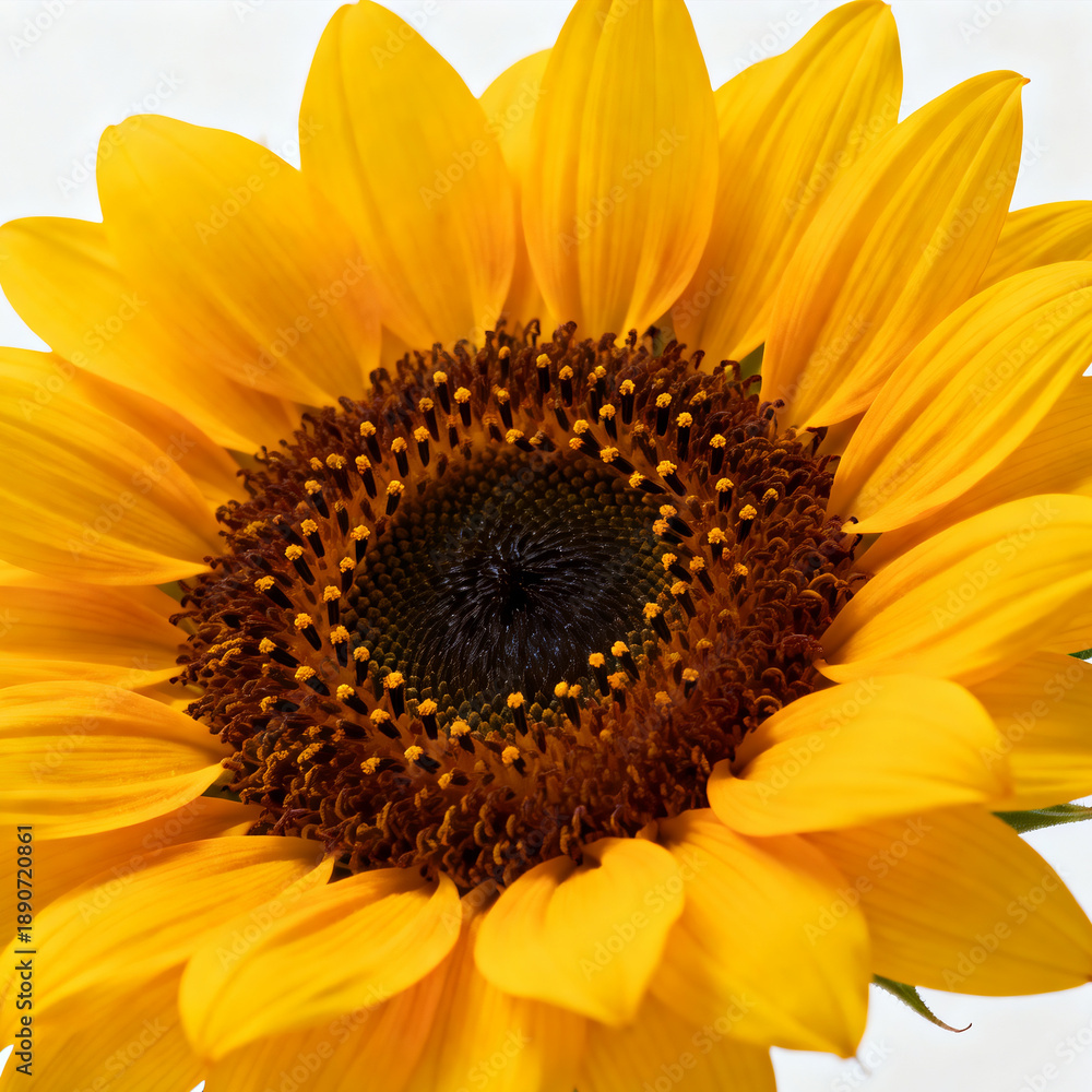 Obraz premium Vibrant Sunflower Bloom on White Background