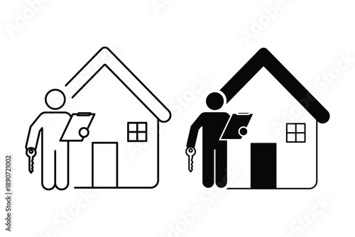 Set of Ownership Process icon collection. Property Inspection symbol.