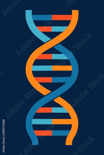 Stylized DNA double helix in yellow and blue