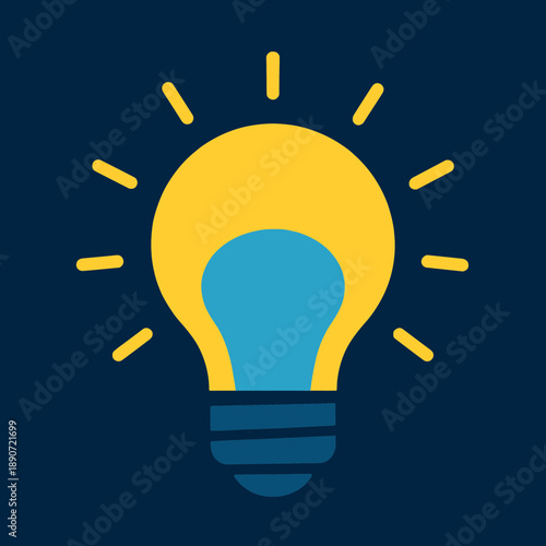 Lightbulb with yellow and blue filament for innovation
