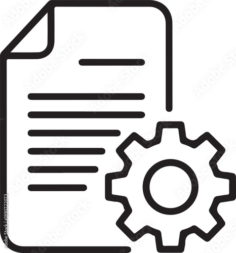 Efficient invoice management and document processing with configuration settings icon isolated on white background, illustration