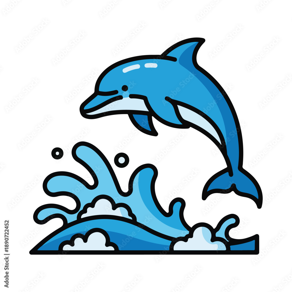 Obraz premium A cartoon dolphin jumping out of water