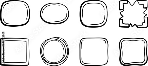 Collection of Hand-Drawn Frames and Borders in Various Shapes