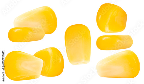 Quadro su tela scattered sweet corn kernels with realistic texture and shine on a transparent background
