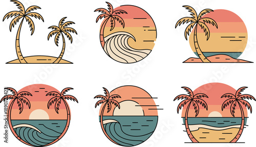 Tropical Sunset and Beach Scenes: A Collection of Stylized
