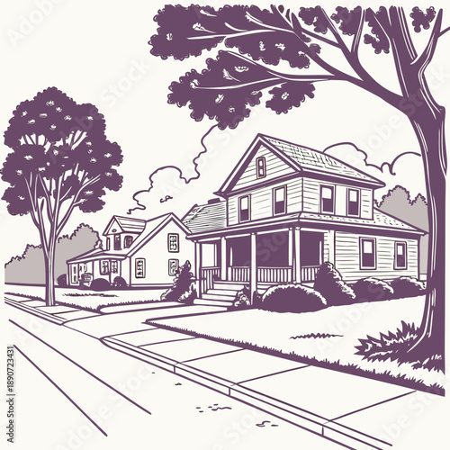 Suburban house with trees