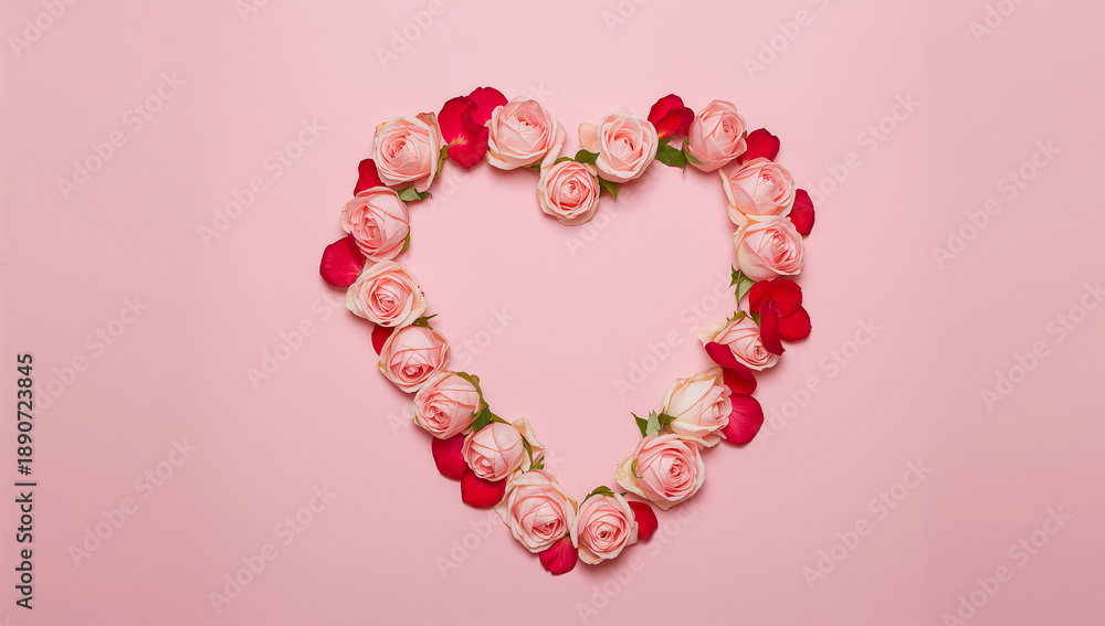 Obraz premium Heart Shape Flower Arrangement: Romantic Roses for Valentine's Day Gift