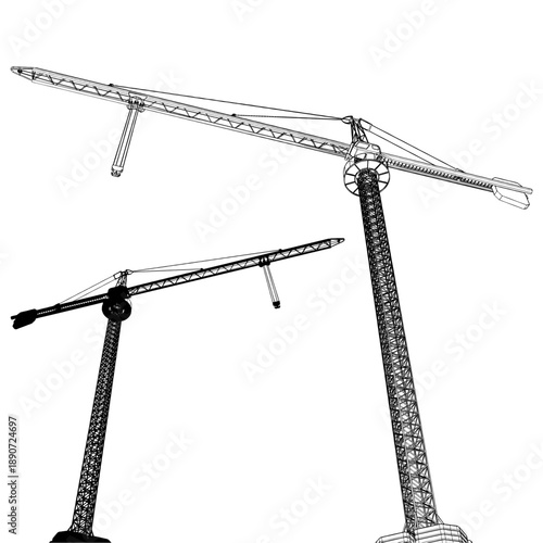 Elevating Construction Crane Vector. Construction Structure Illustration Isolated On White Background. 
