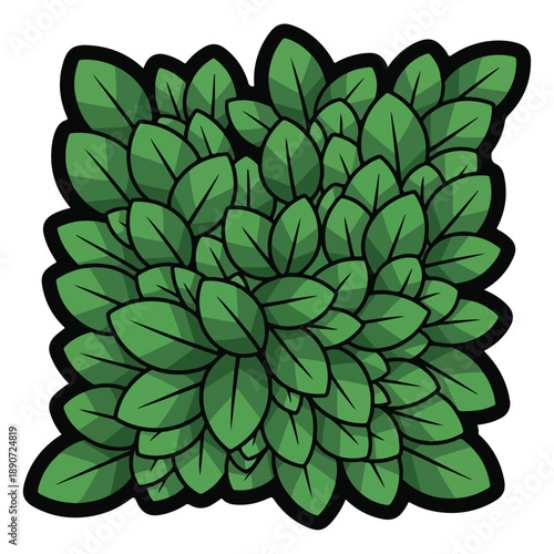 A cartoon illustration of a lush green bush