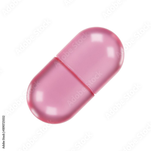 Pink capsule isolated on transparent background