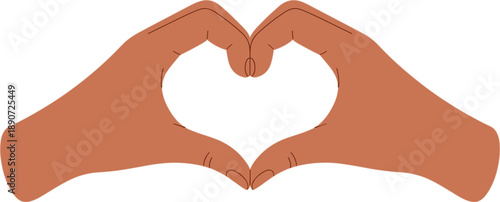 Human hands forming a heart shape symbol for love, care, kindness, and togetherness concept flat vector illustration