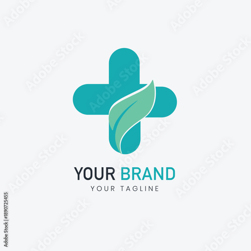 Healthcare Medical Center Logo with Cross Symbol. Modern logo medical or pharmacy template