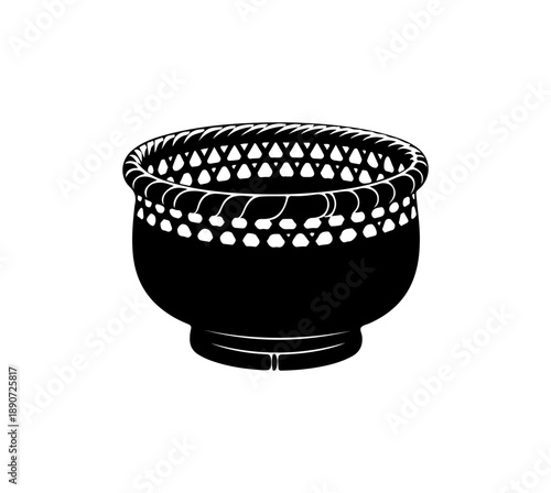 Black Ceramic Bowl with White Pattern