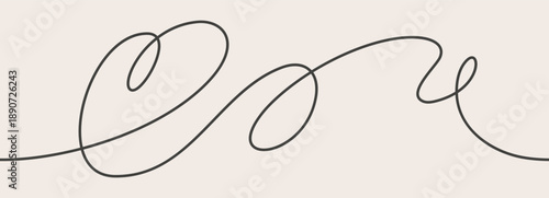 Heart Continuous Line Seamless Pattern in Minimalist Style. Outline Doodle with Wavy Curves and Swirls. Vector Loops and Twists for Wedding Designs, Valentine's Day Cards.