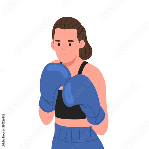 vector of a strong female boxer wearing boxing gloves in various fighting poses. Perfect for fitness, boxing training, self-defense, women empowerment, sports concepts,gym promotion, poster,app,banner